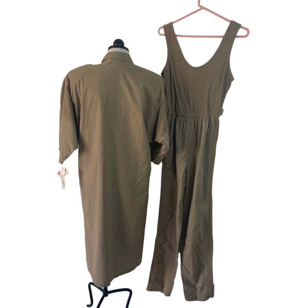 Peaches My Love Vintage Womens Jumpsuit Jacket Set Size 8 Tan Deadstock New - Picture 2 of 8